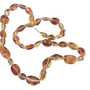 Sparkly Genuine Multicolored Golden Citrine Faceted Large Stones Necklace 26inch